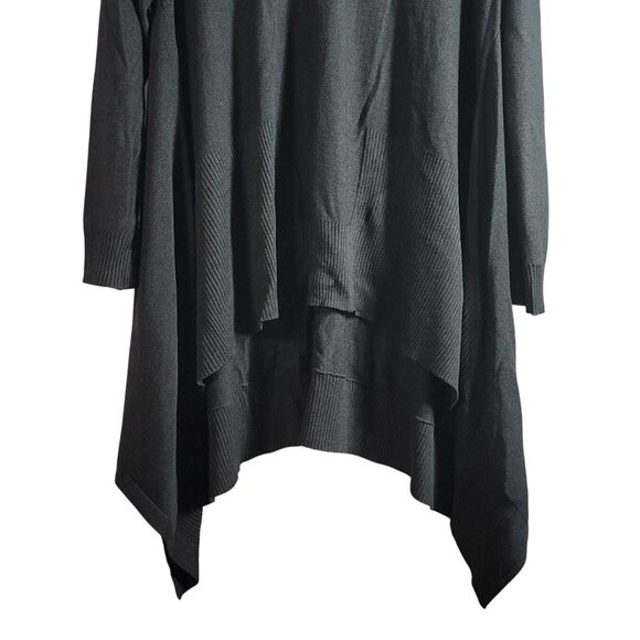 Cupio Curvy Tunic Sweater Gray 1X Long Sleeve Hi Low V Neck Pullover Semi-Sheer - Picture 4 of 8